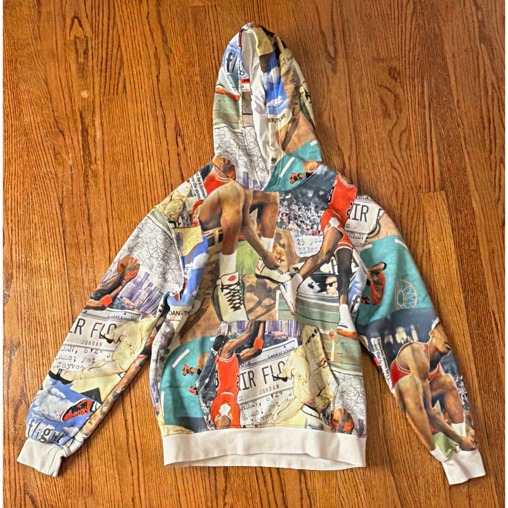 Jordan Men's Pullover Fleece Hoodie Graphic Print Logo Multicolor Size M